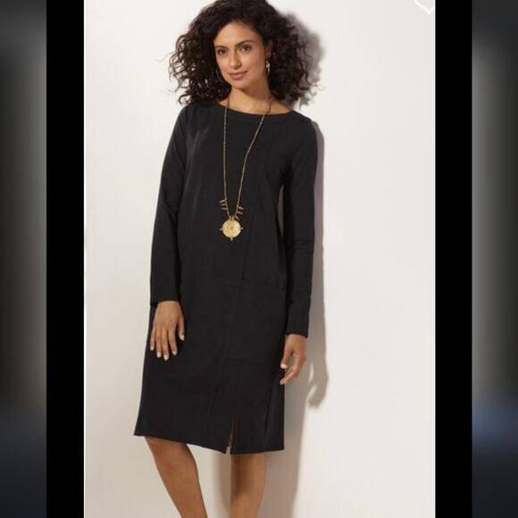 Soft Surroundings A-Line Haiku Shift Dress Size Medium Wool Blend Modest Winter - Picture 1 of 7